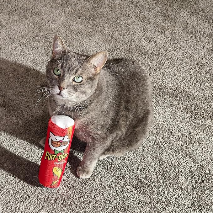 SPOT Fun Foods Purrgles Cat Kicker Toy for Indoor Cats & Kittens, Durable Nylon Exterior, Crinkle Paper & Catnip, Whimsical Pringles Design, 8 Inch